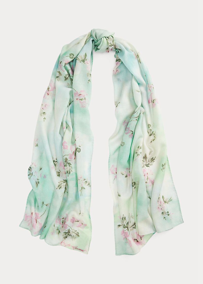 Szalik Ralph Lauren Damska Kolorowe Floral-Print Pashmina 519047-ZEW